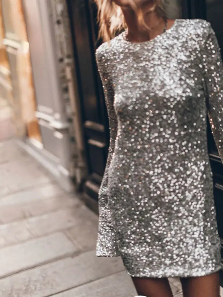 Shiny Sequins Mini Dress