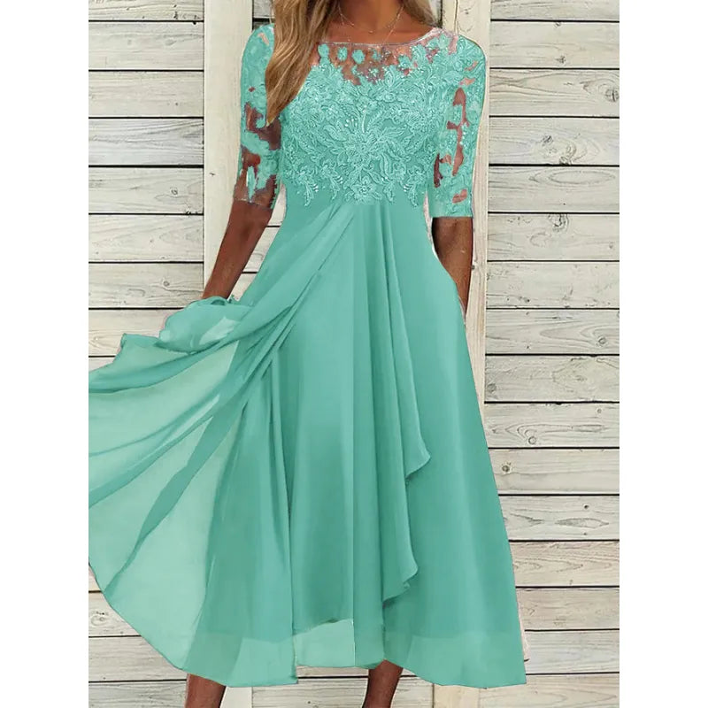 Elegant Spring Bridesmaid Lace Dress