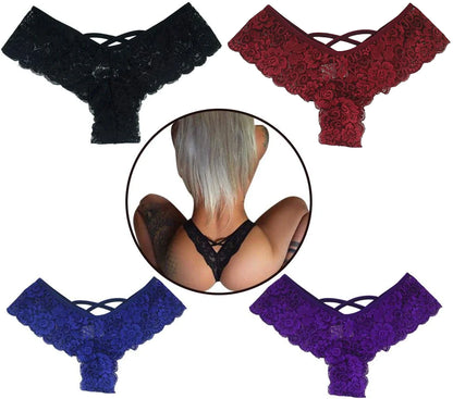 4-Pack Plus Size Lace Lingerie Briefs and Thongs