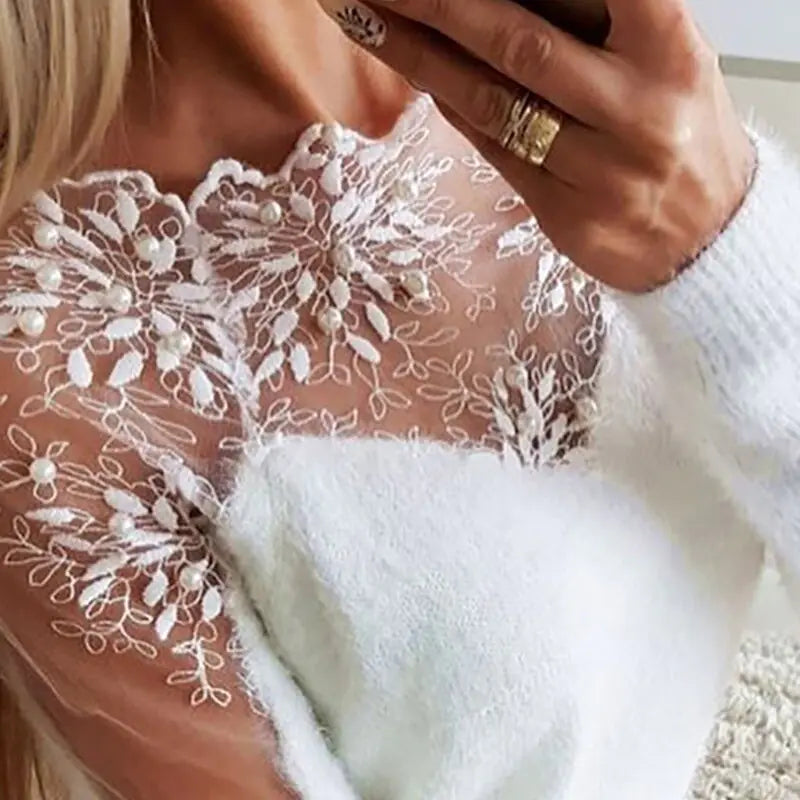 Lace Mesh Sweater Top