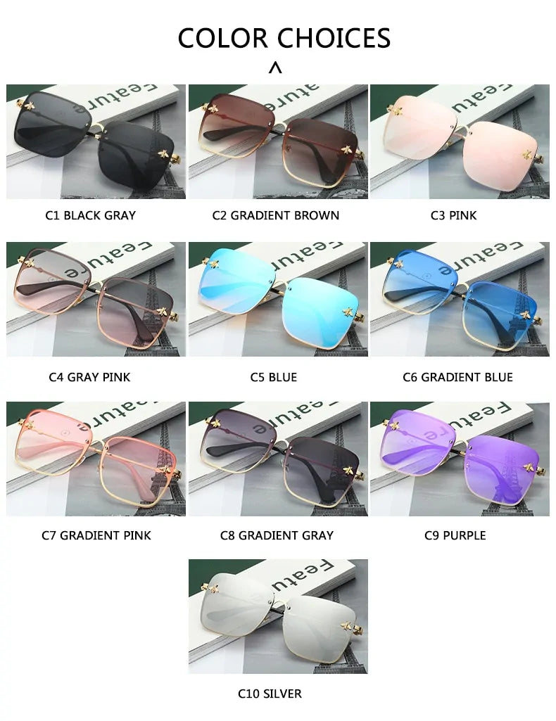 Oversize Rimless Square Sunglasses