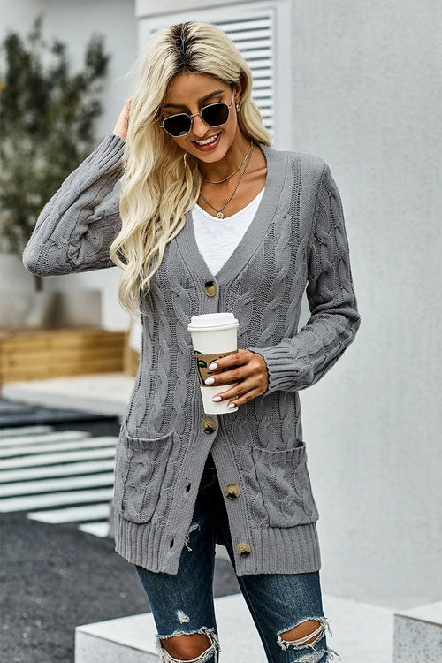 Button Pocket Knit Cardigan