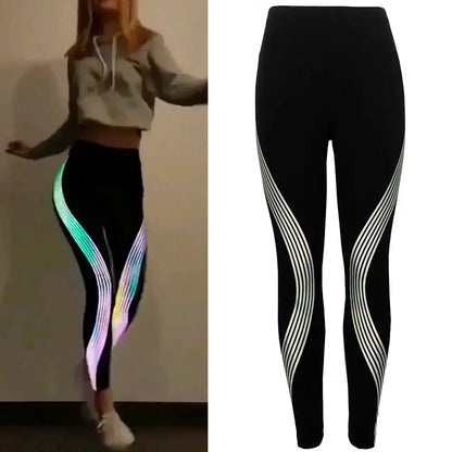 Rainbow Reflective Leggings For Women